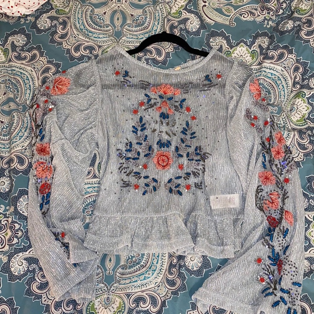 Free People Embellished Sheer Top